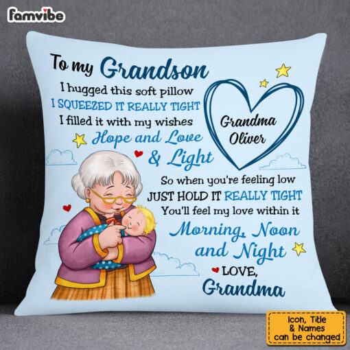 Personalized To My Grandson Baby Hug From Grandma Pillow