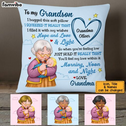 Personalized To My Grandson Baby Hug From Grandma Pillow