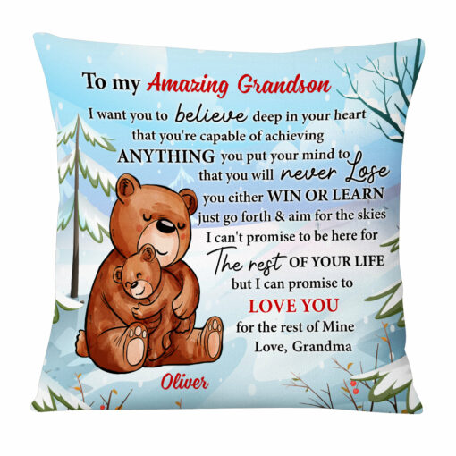 Personalized To My Grandson Bear From Grandma Pillow