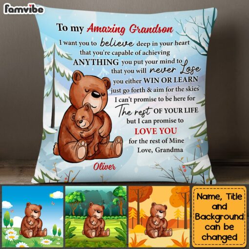 Personalized To My Grandson Bear From Grandma Pillow