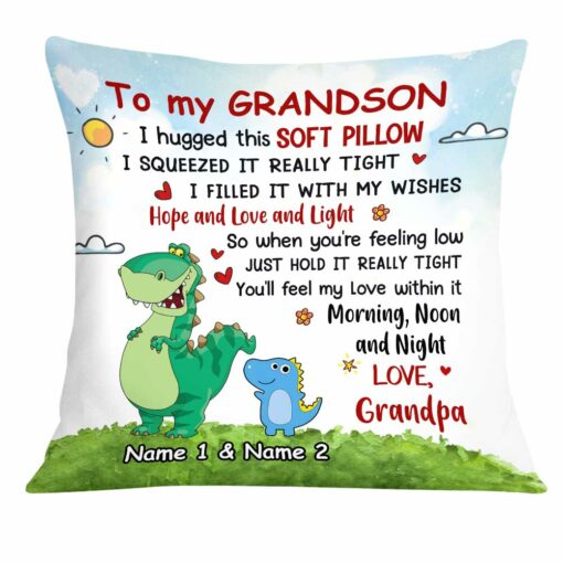 Personalized To My Grandson Dinosaur Pillow