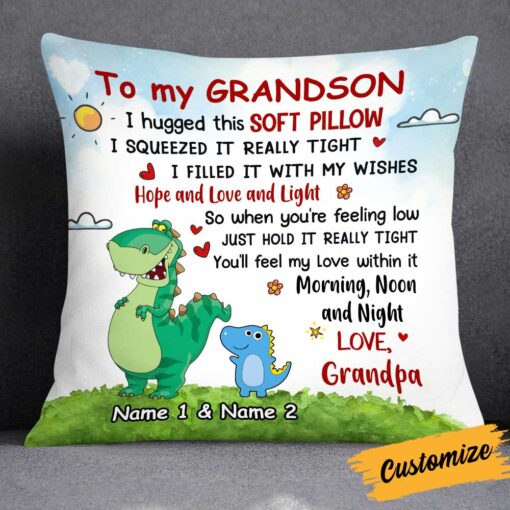 Personalized To My Grandson Dinosaur Pillow