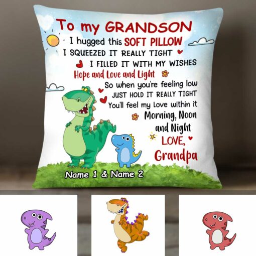 Personalized To My Grandson Dinosaur Pillow