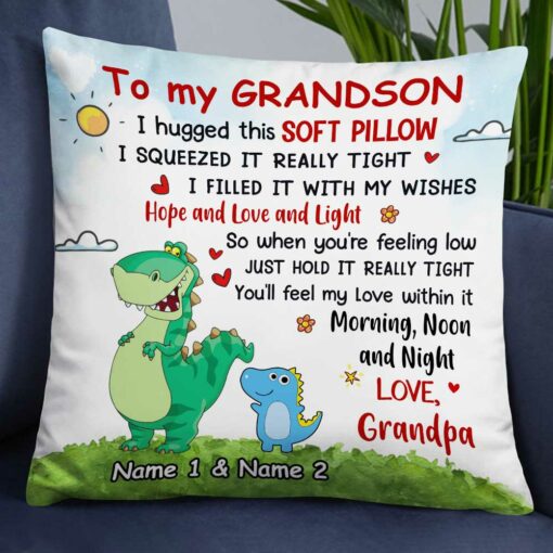 Personalized To My Grandson Dinosaur Pillow