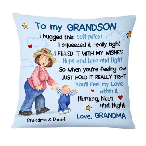 Personalized To My Grandson Hug This Pillow