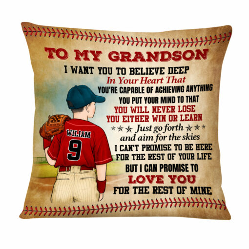 Personalized To My Grandson Love Baseball Pillow