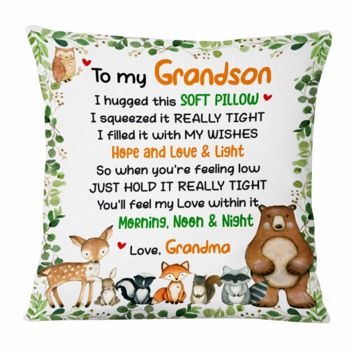 Personalized To My Grandson Woodland Animals Pillow