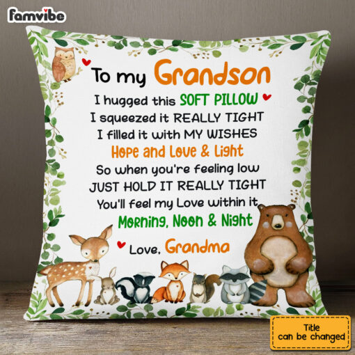 Personalized To My Grandson Woodland Animals Pillow