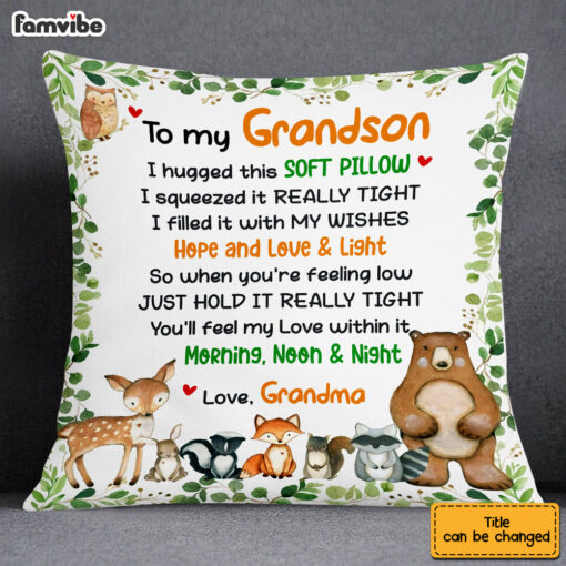 Personalized To My Grandson Woodland Animals Pillow