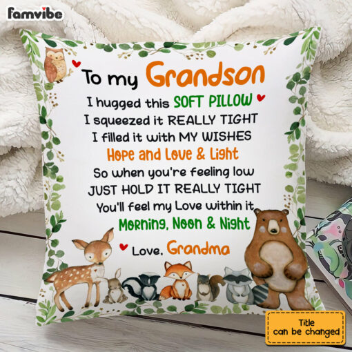 Personalized To My Grandson Woodland Animals Pillow