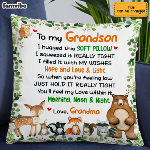 Personalized To My Grandson Woodland Animals Pillow