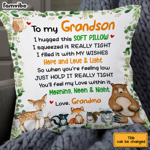 Personalized To My Grandson Woodland Animals Pillow