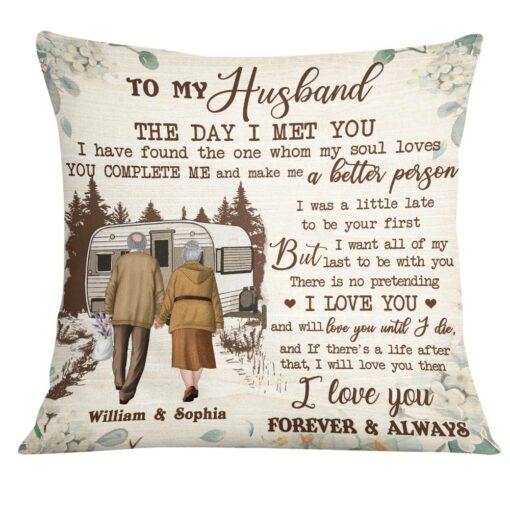 Personalized To My Husband Camping Pillow