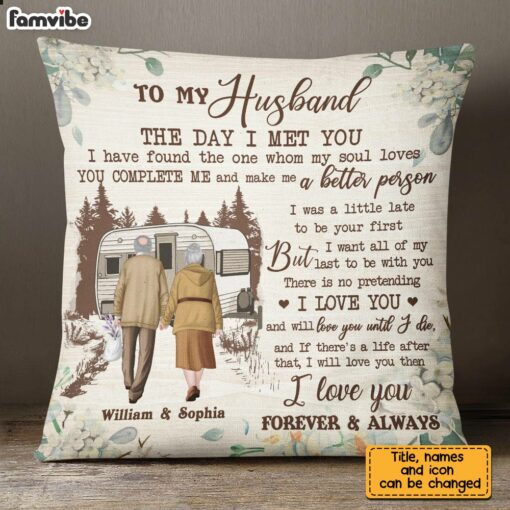 Personalized To My Husband Camping Pillow