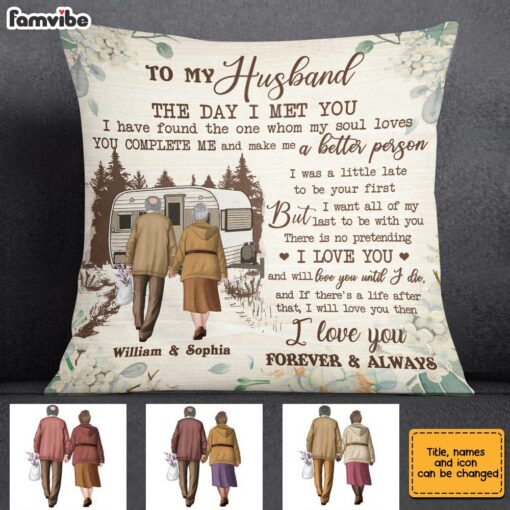 Personalized To My Husband Camping Pillow