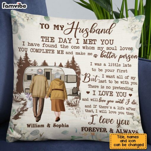 Personalized To My Husband Camping Pillow