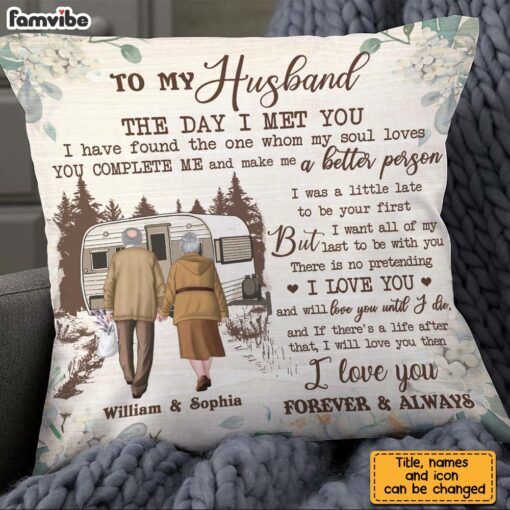 Personalized To My Husband Camping Pillow