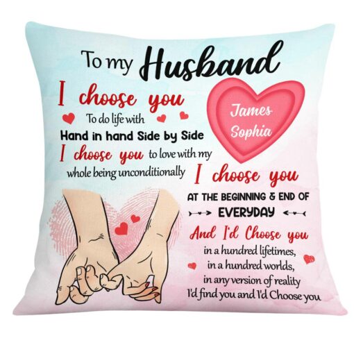 Personalized To My Husband Hand Holding Pillow