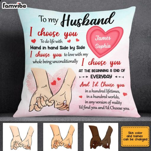 Personalized To My Husband Hand Holding Pillow