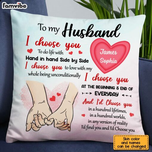 Personalized To My Husband Hand Holding Pillow