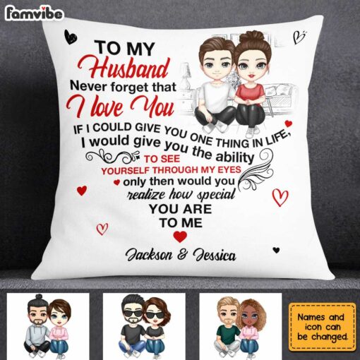 Personalized To My Husband Heart Pillow