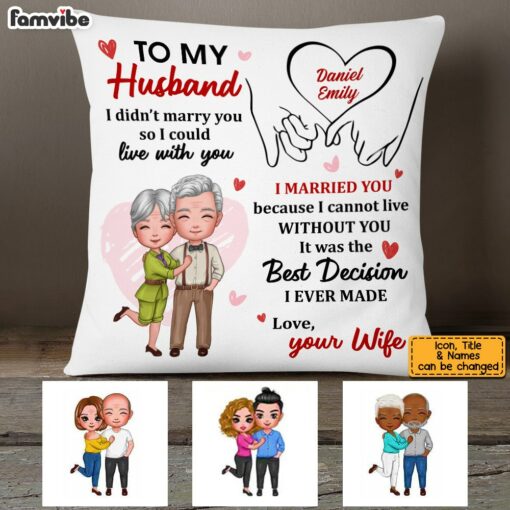 Personalized To My Husband Holding Hands Pillow