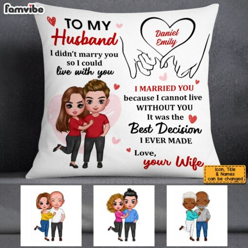 Personalized To My Husband Holding Hands Pillow