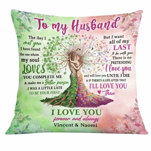 Personalized To My Husband Love Tree Pillow