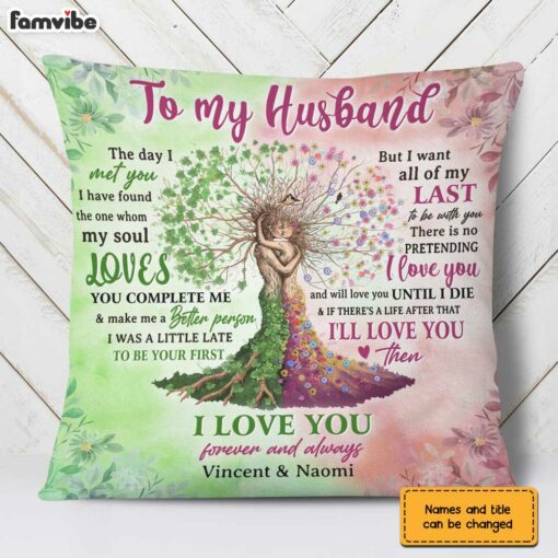 Personalized To My Husband Love Tree Pillow