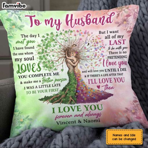 Personalized To My Husband Love Tree Pillow