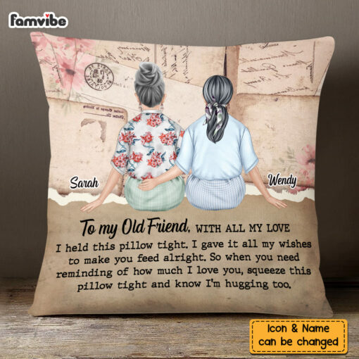 Personalized To My Old Friend Hug This Vintage Pillow