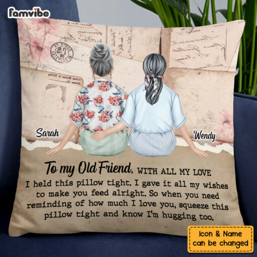 Personalized To My Old Friend Hug This Vintage Pillow