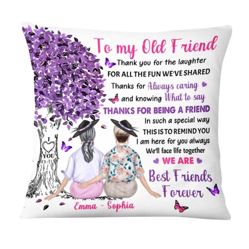 Personalized To My Old Friend Under Tree Purple Thank You Friendship Pillow