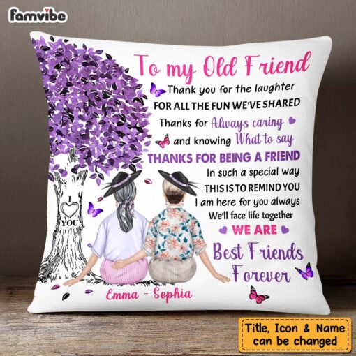 Personalized To My Old Friend Under Tree Purple Thank You Friendship Pillow