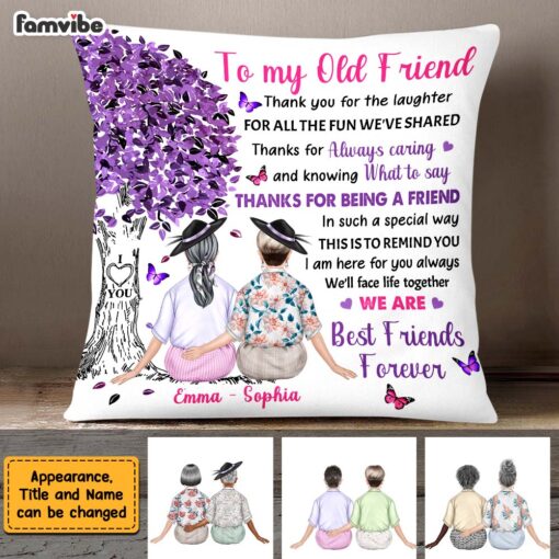 Personalized To My Old Friend Under Tree Purple Thank You Friendship Pillow