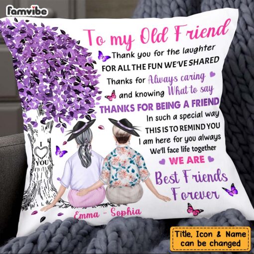 Personalized To My Old Friend Under Tree Purple Thank You Friendship Pillow