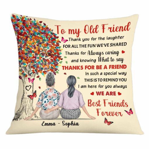 Personalized To My Old Friend Under Tree Vintage Thank You Friendship Pillow