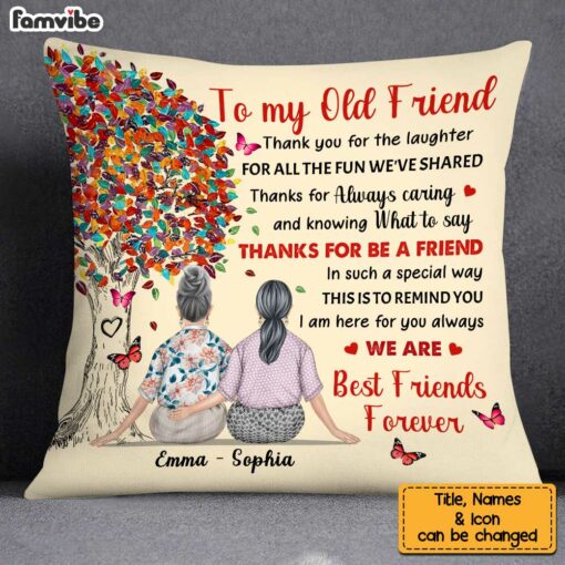 Personalized To My Old Friend Under Tree Vintage Thank You Friendship Pillow