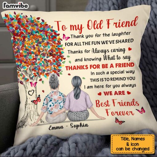 Personalized To My Old Friend Under Tree Vintage Thank You Friendship Pillow