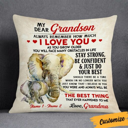 Personalized To My Son Grandson Elephant Pillow