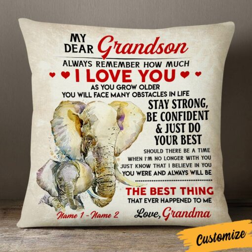 Personalized To My Son Grandson Elephant Pillow