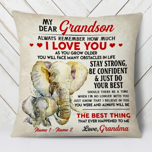 Personalized To My Son Grandson Elephant Pillow