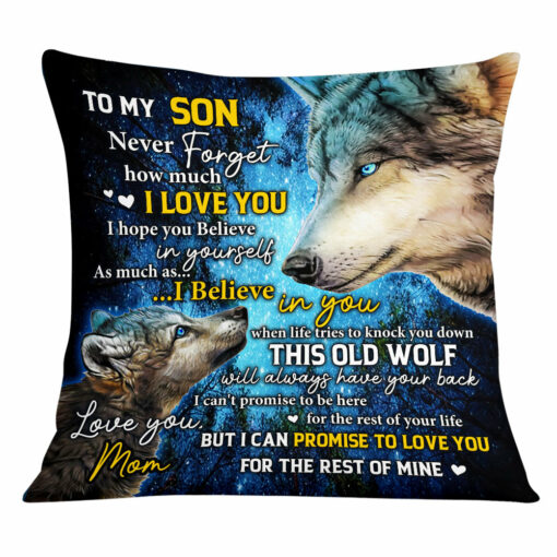 Personalized To My Son Wolf Pillow