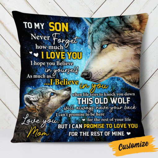 Personalized To My Son Wolf Pillow