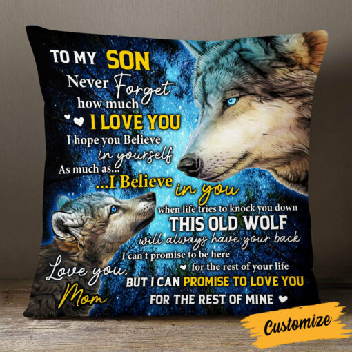 Personalized To My Son Wolf Pillow