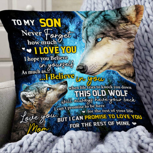 Personalized To My Son Wolf Pillow