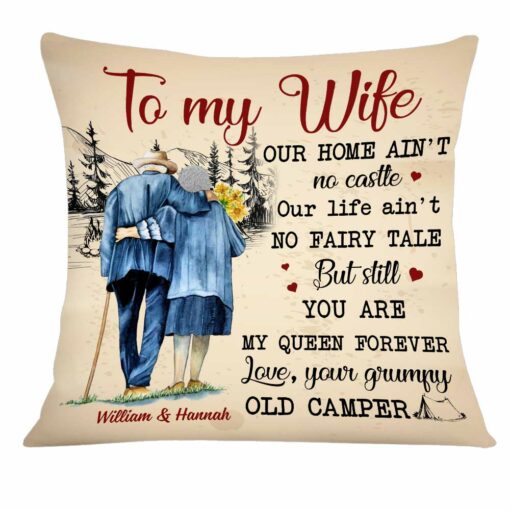 Personalized To My Wife Camping Pillow