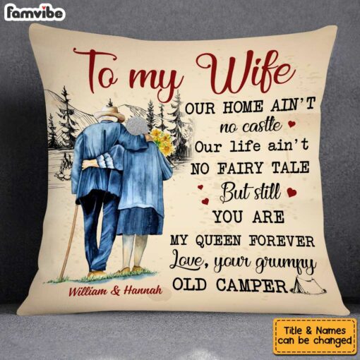 Personalized To My Wife Camping Pillow