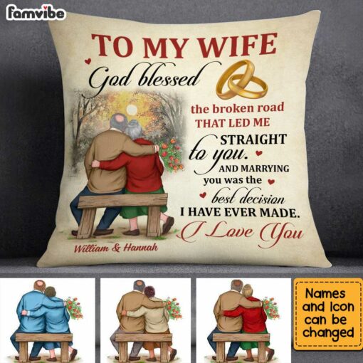 Personalized To My Wife God Blessed The Broken Road Pillow