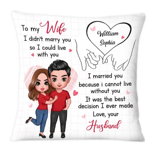 Personalized To My Wife Holding Hands Pillow